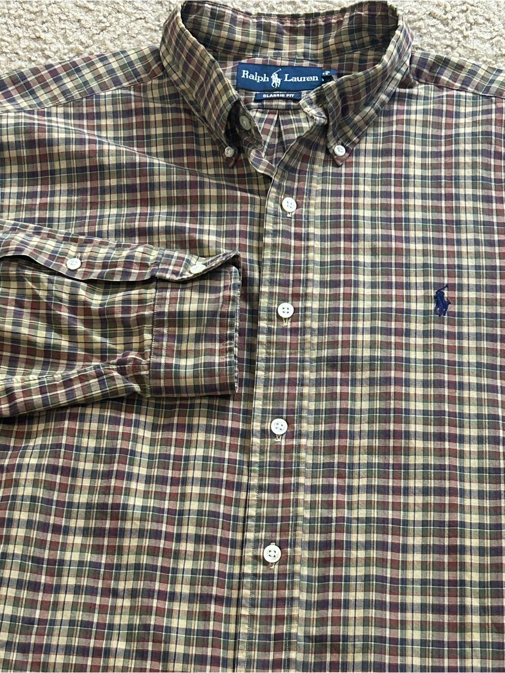 Vintage 90s Men’s Ralph Lauren Brown Plaid Button Down Shirt XL